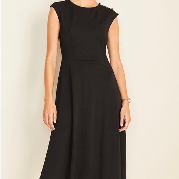 Shoulder Button Matte Jersey Flare Dress - Picture 4 of 16